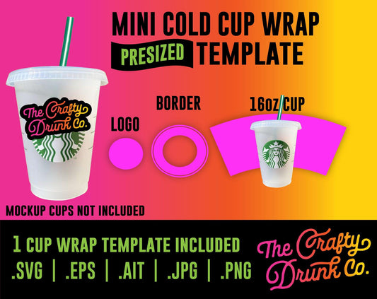 16oz Mini Cold Cup Wrap Template - TheCraftyDrunkCo