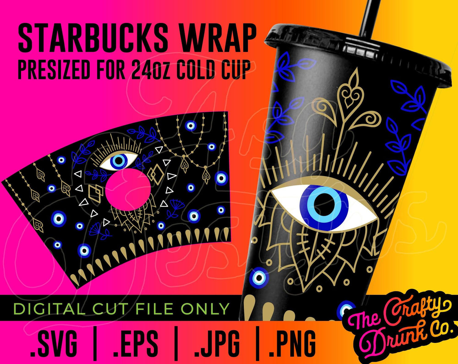 Evil Eye Amulet Cup Wrap - TheCraftyDrunkCo