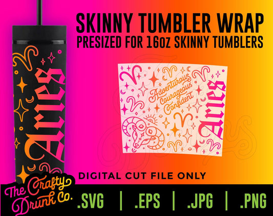 Aries 16oz Skinny Tumbler Wrap - TheCraftyDrunkCo