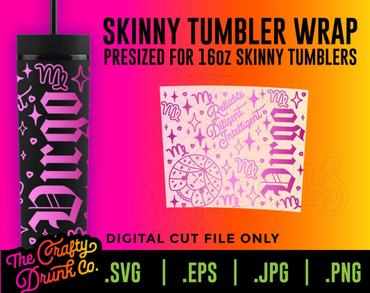 Virgo 16oz Skinny Tumbler Wrap - TheCraftyDrunkCo