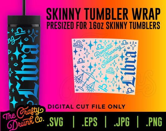 Libra 16oz Skinny Tumbler Wrap - TheCraftyDrunkCo