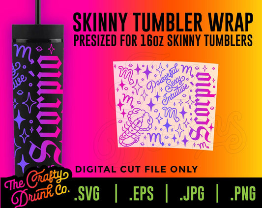 Scorpio 16oz Skinny Tumbler Wrap - TheCraftyDrunkCo