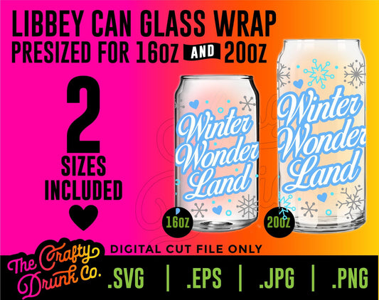 Winter Wonderland Libbey Can Glass Wraps 16oz and 20oz - TheCraftyDrunkCo