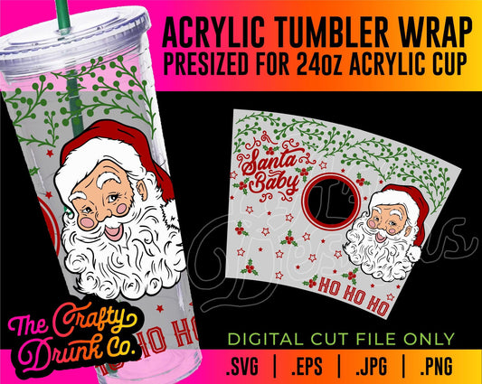 Santa Acrylic Tumbler Wrap - TheCraftyDrunkCo