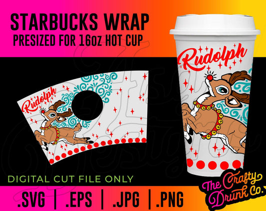 Reindeer Hot Cup Wrap - TheCraftyDrunkCo