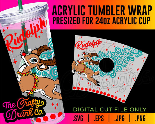 Reindeer Acrylic Tumbler Wrap - TheCraftyDrunkCo