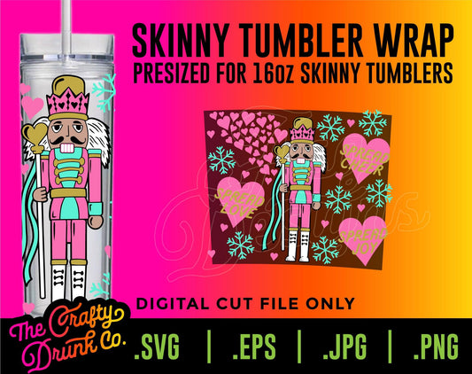 Pink Nutcracker Skinny 16oz Tumbler Wrap - TheCraftyDrunkCo