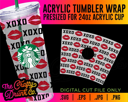 XOXO Valentines Acrylic Tumbler Wrap - TheCraftyDrunkCo