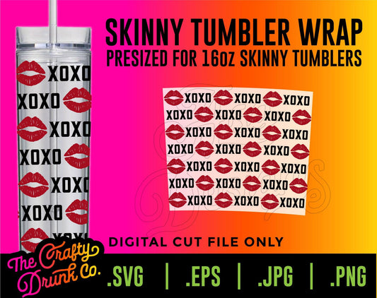 XOXO Valentines Skinny 16oz Tumbler Wrap - TheCraftyDrunkCo