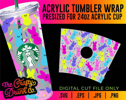 Confetti Bunnies Acrylic Tumbler Wrap - TheCraftyDrunkCo