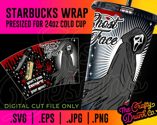 Ghost Face Cold Cup Wrap - TheCraftyDrunkCo