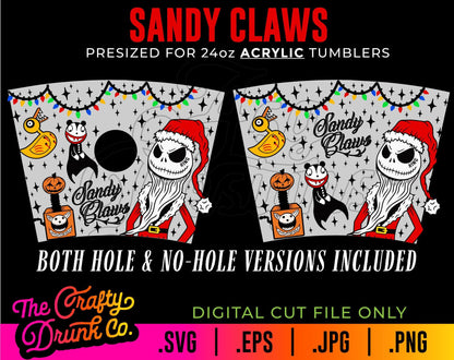 Sandy Claws Acrylic Tumbler Cup Wrap - TheCraftyDrunkCo