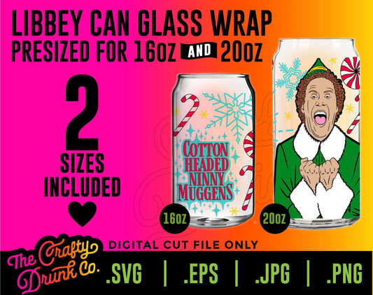 Elf Libbey Can Glass Wraps 16oz and 20oz - TheCraftyDrunkCo