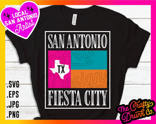 San Antonio TX Fiesta City Flag - TheCraftyDrunkCo