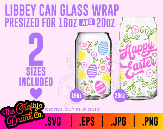Happy Easter Libbey Can Glass Wraps 16oz 20oz - TheCraftyDrunkCo