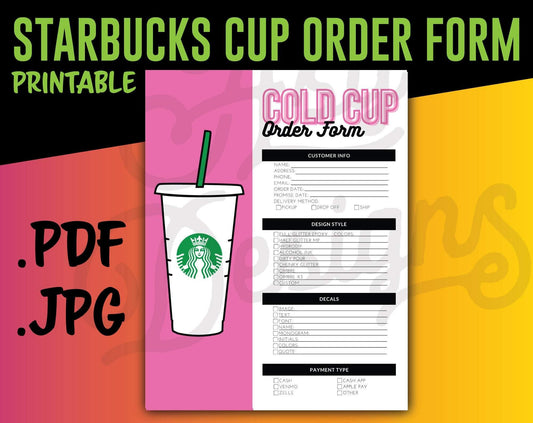Starbucks Custom Cold Cup Order Form - Pink - Small Business - TheCraftyDrunkCo