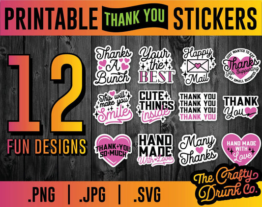 Printable Business Thank You Stickers - TheCraftyDrunkCo