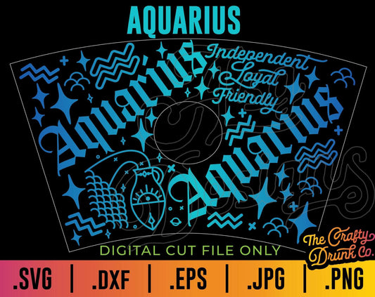 AQUARIUS Zodiac Cup Wrap SVG - TheCraftyDrunkCo