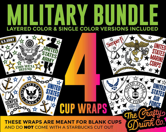 US MILITARY Cup Wrap Bundle SVGs - TheCraftyDrunkCo