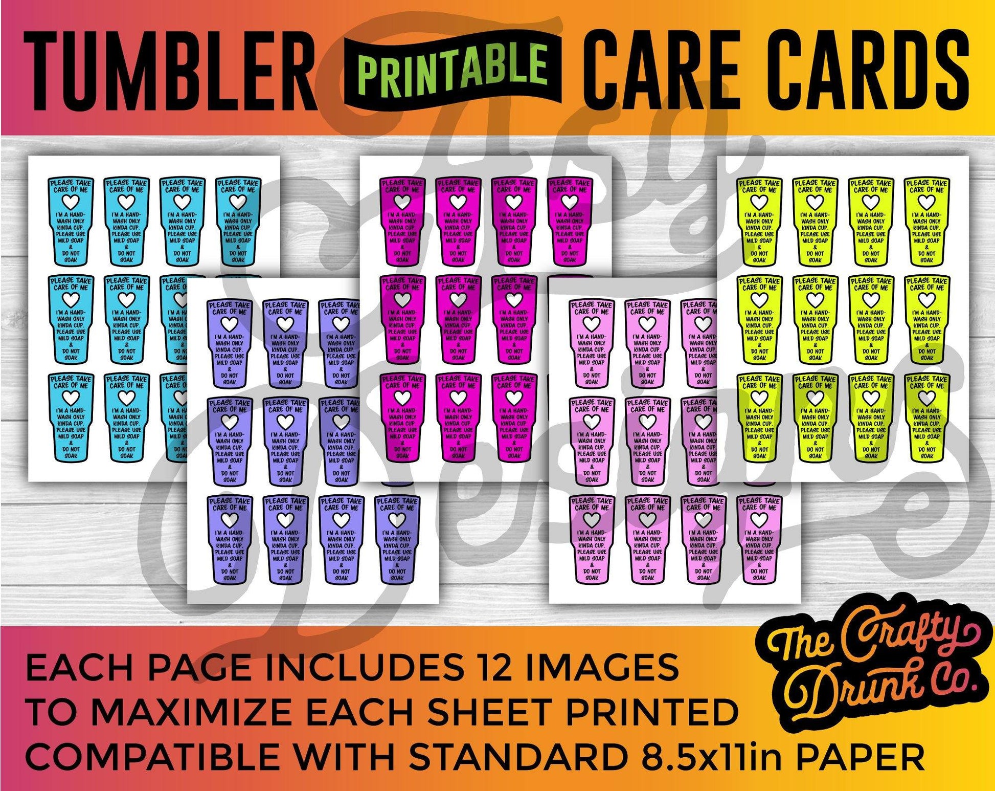 Printable Tumbler Care Cards - Small Business Print and Cut –  TheCraftyDrunkCo
